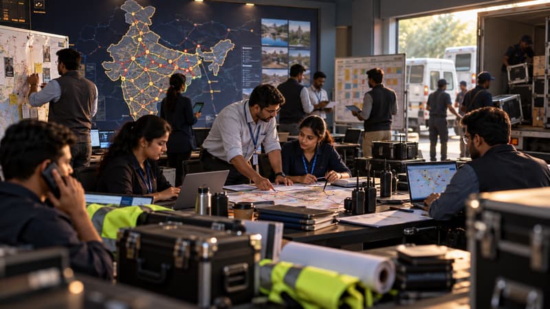 Campaign operations room with vans being loaded